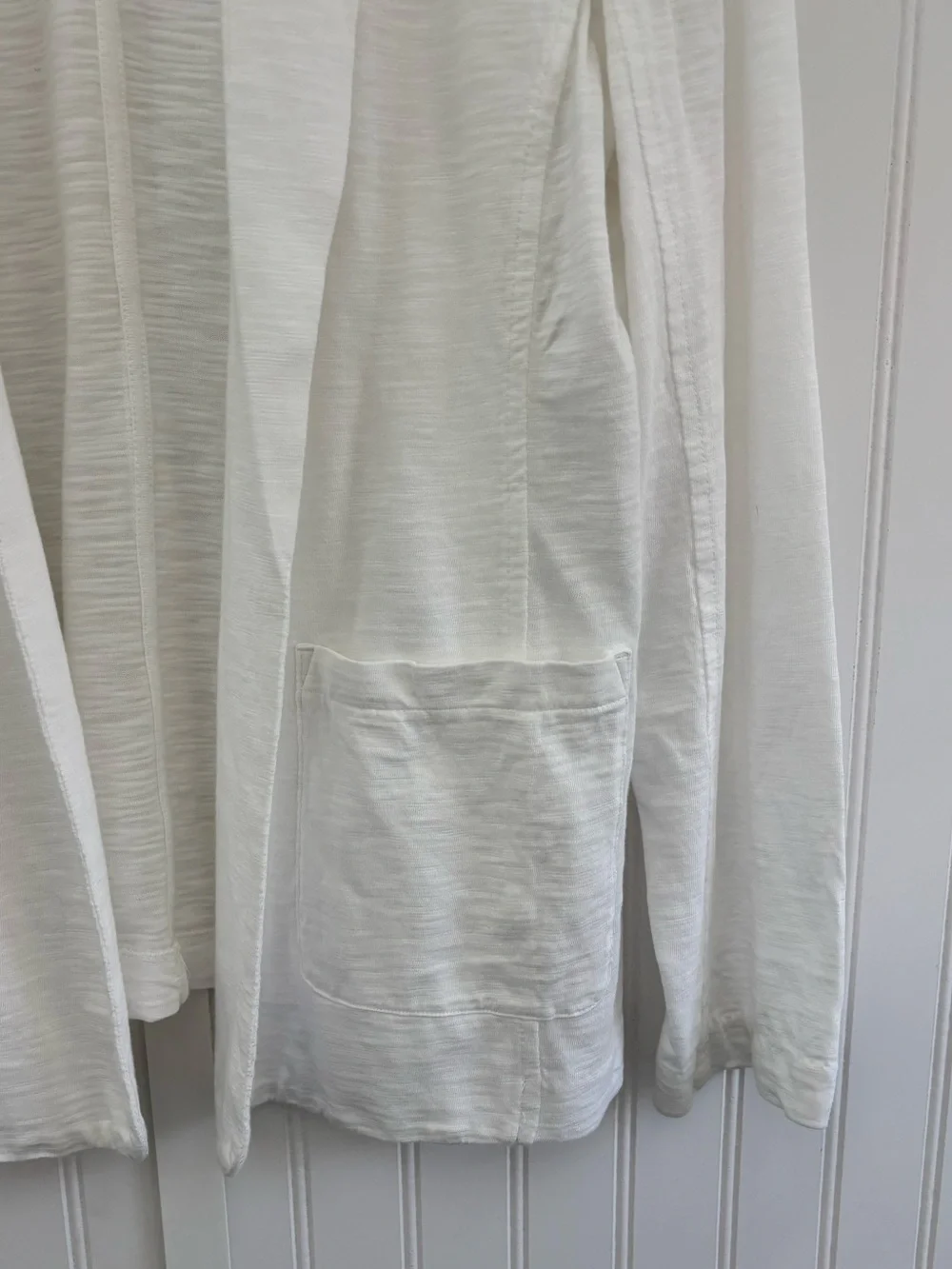 Chico’s White Open Front Knit Blazer Cardigan Jacket Size Large (Chico’s 2)